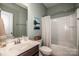 Clean bathroom with a tub and shower combination and a modern vanity at 130 Bay Laurel Dr, Mooresville, NC 28115