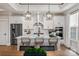 Stylish kitchen featuring a large island with seating, stainless steel appliances, and modern pendant lights at 1634 Dresden Dr, Rock Hill, SC 29732