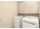 Functional laundry room with modern washer, dryer and cabinets for storage at 1809 Evergreen Dr, Charlotte, NC 28208