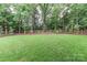 Expansive backyard features mature trees, manicured lawn, and a charming wooden privacy fence at 212 Forest Walk Way, Mooresville, NC 28115