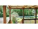 Cozy porch with a wood railing and a view of the wooded surroundings, perfect for relaxation at 217 Eighth Ave, New London, NC 28127