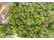 Verdant aerial shot showcasing the property's wooded area, surrounded by lush greenery and mature trees at 2601 Greenmont Cir, Belmont, NC 28012