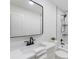 Bathroom featuring black hardware, quartz countertop, and tub at 4042 Uppergate Ln, Charlotte, NC 28215