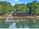 Expansive lake view from the property with a private dock and lush greenery surrounding the home at 495 Bay Harbour Rd, Mooresville, NC 28117