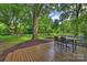 Great outdoor space with a furnished deck overlooking an expansive and shaded yard at 6624 Lancer Dr, Charlotte, NC 28226