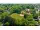 Aerial shot of a baseball field bordered by verdant trees, complemented by surrounding homes and clear blue sky at 862 Mcalway Rd, Charlotte, NC 28211