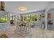 Sunlit dining room features a modern light fixture and views of the surrounding greenery at 961 Confederate Ave, Salisbury, NC 28144