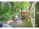 The back deck has a grill, an umbrella, seating, and a fire pit for outdoor enjoyment at 1115 Grovewood Dr, Charlotte, NC 28208