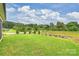 Lush green backyard featuring well-maintained landscaping and view of neighborhood at 13605 Tranquil Day Dr, Matthews, NC 28105