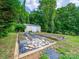 Garden beds and storage shed in large backyard with mature trees at 2020 White Cedar Ln, Waxhaw, NC 28173