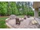 Outdoor fire pit area with stone surround and comfortable seating in backyard at 320 Eden Hollow Ln, Weddington, NC 28104