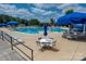 Large community pool featuring plenty of lounge chairs and umbrellas, perfect for a relaxing day at 5014 Forest Hills Pl, Fort Mill, SC 29707