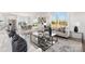Open-concept living room and dining area with large windows, modern decor, and comfortable seating at 515 Dixie Dr, Mooresville, NC 28115