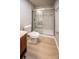 Contemporary bathroom showcasing a glass-enclosed shower, updated vanity, and modern fixtures at 1004 Johnson St, Charlotte, NC 28206