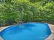 Backyard pool featuring an in-ground pool surrounded by wooden decks and enclosed by fencing, with lush green trees in the background at 10545 Mount Holly Huntersville Rd, Huntersville, NC 28078
