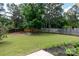 Lush backyard featuring mature trees, healthy lawn, and fencing at 112 Brookshire Dr, Fort Mill, SC 29715