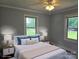 Cozy bedroom with soft lighting, a comfortable bed, and views of the outdoors at 1150 Shue Rd, China Grove, NC 28023