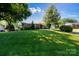 Well-maintained front yard with lush green lawn and mature trees, complementing the charming brick home at 205 Wrentree Ln, Gastonia, NC 28056