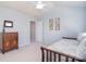 Bright bedroom with vaulted ceiling, ceiling fan, neutral carpet, and artwork at 3050 Des Prez Ave, Fort Mill, SC 29707