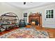 Cozy living room featuring a fireplace, hardwood floors, and decorative furnishings at 3430 Rea Rd, Charlotte, NC 28226