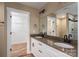 Bathroom featuring double sinks with granite countertop and a walk-in closet and a shower in view at 355 Northbrook Iii School Rd # 10, Vale, NC 28164