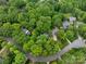 An aerial view of a lush, green neighborhood showcasing the property's serene wooded surroundings at 8227 Lansford Rd, Charlotte, NC 28277
