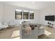 Bright living room with a comfortable grey sofa, large windows, and modern decor at 8723 Nolley Ct, Charlotte, NC 28270