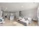 Open concept living room and kitchen with modern white cabinetry and a comfortable grey sofa at 8723 Nolley Ct, Charlotte, NC 28270
