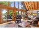 Inviting living room with vaulted ceilings, natural light, hardwood floors, and lake views at 9289 Azalea Rd, Sherrills Ford, NC 28673