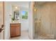 Stylish bathroom featuring a glass shower, modern vanity, and contemporary fixtures at 1000 Oakshade Ave, Kannapolis, NC 28083