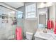 Bathroom featuring a tiled shower with glass door, and a single sink at 13204 Feale Ct, Charlotte, NC 28278