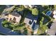 Aerial shot of homes with lush green lawns and mature trees in a quiet residential neighborhood at 1708 Aringill Ln, Matthews, NC 28104