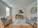 Stylish home office featuring hardwood floors, natural light, and comfortable seating at 1708 Aringill Ln, Matthews, NC 28104