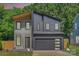 Modern two-story home with a gray exterior, attached garage, and minimalist landscaping for sleek curb appeal at 1711 Summey Ave, Charlotte, NC 28205