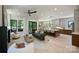Open concept living room featuring kitchen, dining, and a sliding glass door to the outdoors at 1711 Summey Ave, Charlotte, NC 28205