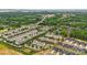 An aerial view showcasing a dense residential community surrounded by lush greenery at 17916 Ragtop Day Ln, Cornelius, NC 28031