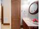 Elegant powder room with custom vanity and stylish decor at 200 Waterby Way, Matthews, NC 28104