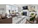 Bright living room features a cozy fireplace, large windows, and stylish decor at 2062 Nellies Way, Fort Mill, SC 29715