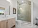 Charming bathroom with a glass enclosed shower and a wooden vanity at 2370 Bridgewater Rd, Rock Hill, SC 29730