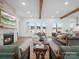Cozy living room featuring a stone fireplace, large windows, and comfortable seating at 2370 Bridgewater Rd, Rock Hill, SC 29730