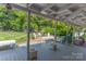 View of the expansive backyard from the covered patio, complete with outdoor seating and lush greenery at 3008 Imperial Dr, Gastonia, NC 28054