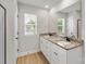 Bathroom featuring a double vanity with granite countertops at 5607 Skinny Dr, Charlotte, NC 28215