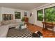 Bright living room with hardwood floors, large windows, and contemporary decor at 6001 Charing Pl, Charlotte, NC 28211