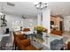Open concept dining area with modern table, chairs, and view into kitchen and living room at 642 Brynwood Dr, Rock Hill, SC 29732