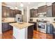 Stylish kitchen boasting granite countertops, stainless steel appliances, and dark wood cabinetry at 7711 Kelburn Ln, Charlotte, NC 28273