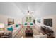 Cozy living room with stylish furniture, a ceiling fan, and plenty of natural light from large windows at 10749 Kingsview Dr, Davidson, NC 28036