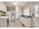 Spacious laundry room with sink, storage cabinets, and convenient access to the deck at 1154 Doby Ct, Fort Mill, SC 29715