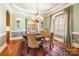 Formal dining room featuring a chandelier, wainscoting, and a round table with upholstered chairs at 1260 Rittenhouse Ln, Rock Hill, SC 29732