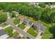 Aerial view of a neighborhood highlighting lush greenery, well-spaced homes, and a peaceful residential environment at 13430 Norseman Ln, Huntersville, NC 28078