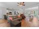 Open-concept layout with a living room, kitchen, and dining area, perfect for entertaining at 13430 Norseman Ln, Huntersville, NC 28078